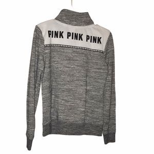 Vs Pink Gray And White Quarter Zip Sweatshirt